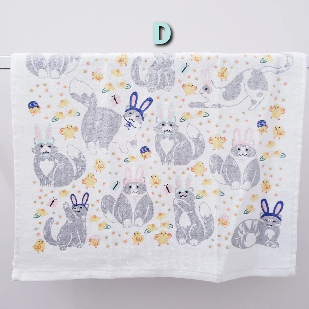 #9045-D NEW! CATS/Easter/Spring Hang'N'Snap Towel🤍PLASTIC SNAP